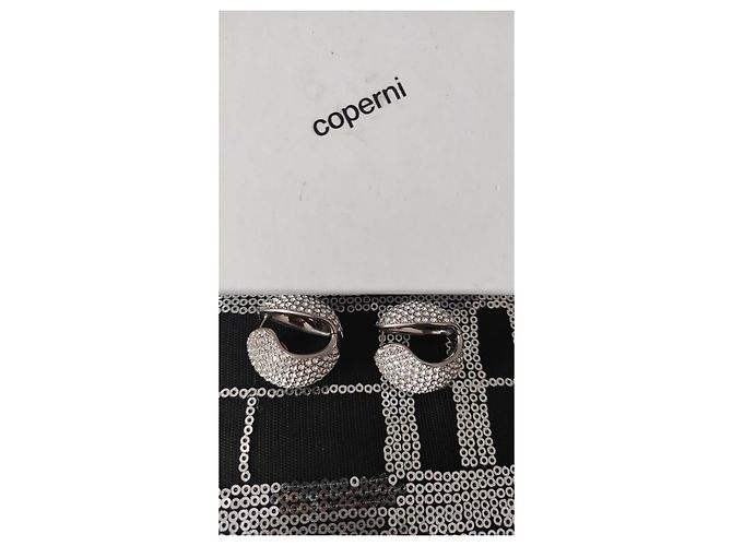 Orecchini XL Coperni con logo e cristalli argentati Argento - vista 2