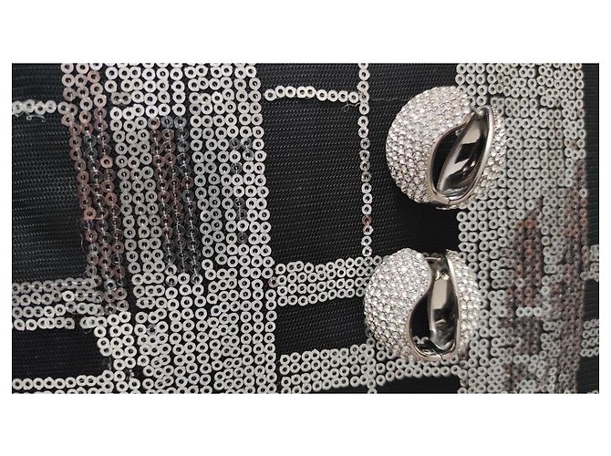 Orecchini XL Coperni con logo e cristalli argentati Argento - vista 3