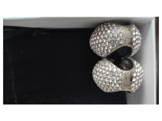 Orecchini XL Coperni con logo e cristalli argentati Argento - vista 4