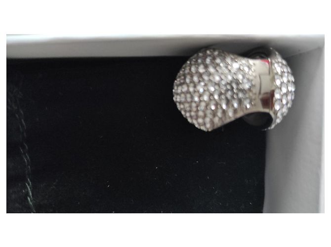 Orecchini XL Coperni con logo e cristalli argentati Argento - vista 5