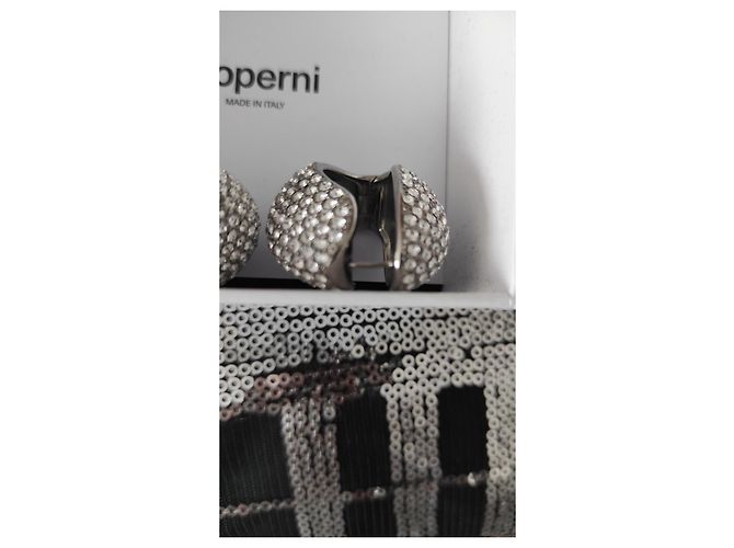 Orecchini XL Coperni con logo e cristalli argentati Argento - vista 8