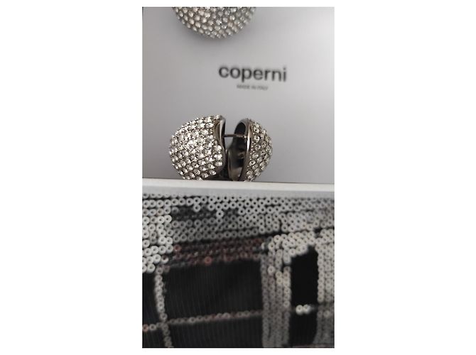 Orecchini XL Coperni con logo e cristalli argentati Argento - vista 9