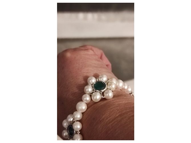 Autre Marque Bracciale Veert Trio Oro Bianco Onice Verde e Perla Silver hardware - vista 3