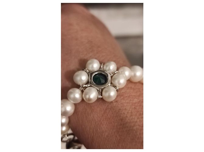 Autre Marque Bracciale Veert Trio Oro Bianco Onice Verde e Perla Silver hardware - vista 6