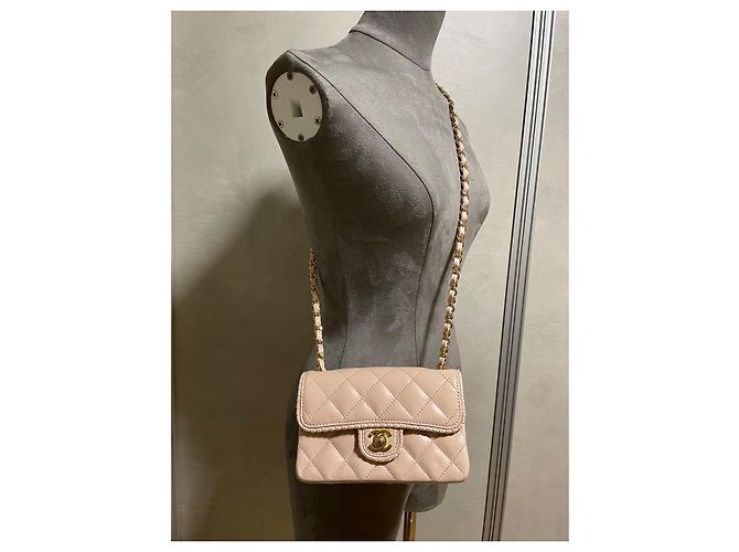 Chanel Timeless Handtasche aus rosa gestepptem Leder Pink - Ansicht 14