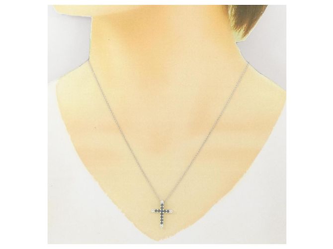Autre Marque Collana Croce in Alexandrite in Oro Bianco Au750 Argento - vista 6
