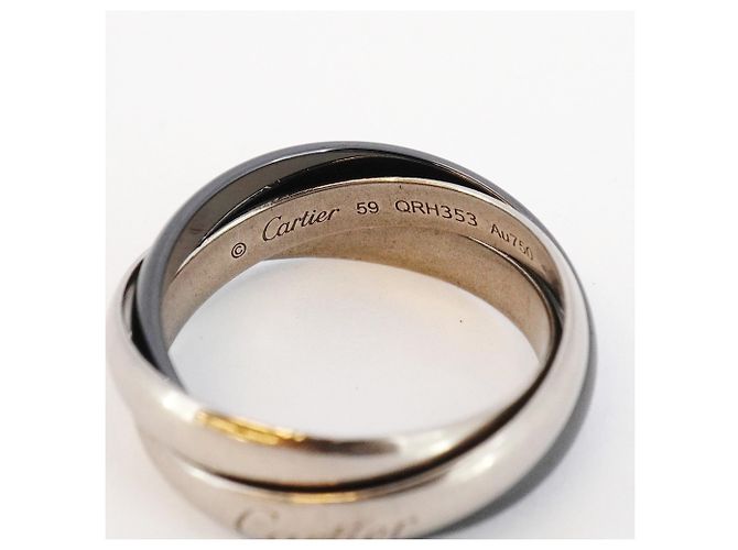 Anel Trinity Cartier em cerâmica preta e ouro branco 18K - vista 4
