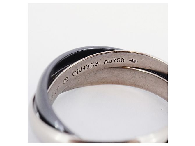 Anel Trinity Cartier em cerâmica preta e ouro branco 18K - vista 5