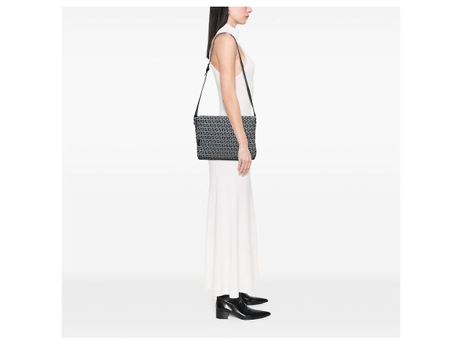 Sac à bandoulière en toile Zucchino gris Fendi Marron - vue 6