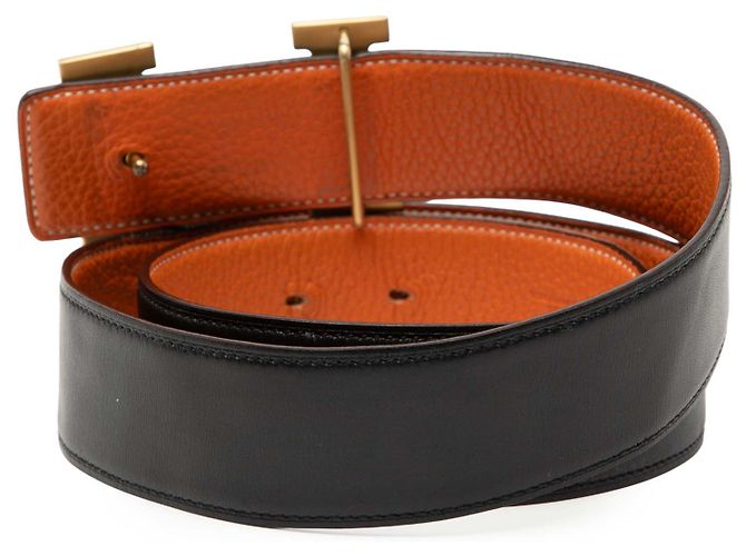 Cintura reversibile Constance H in vitello nero e Togo di Hermès - vista 3