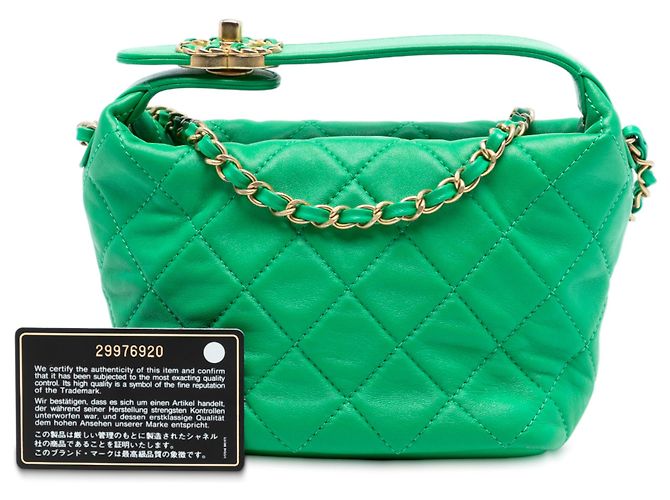 Chanel Verde Piccolo Hobo in Pelle di Agnello Trapuntata Perfect Meeting - vista 8