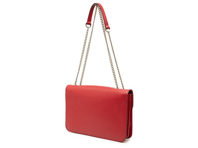 Gucci Rot Medium Dollar Kalbsleder Umhängetasche Interlocking G - Ansicht 2