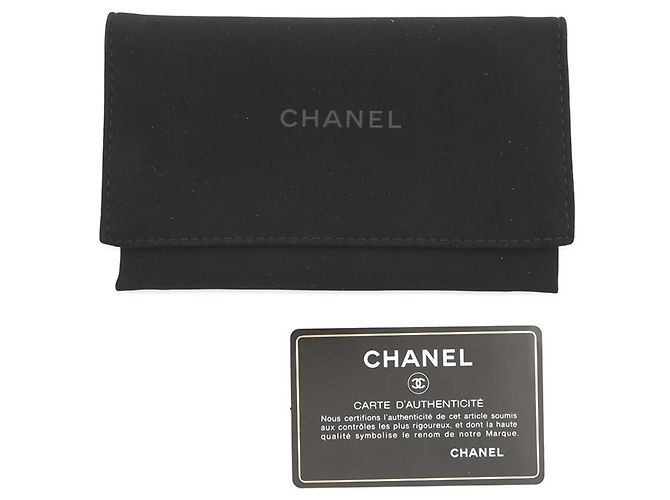 Portacarte Chanel in beige con strass e pelle di vitello grana - vista 12