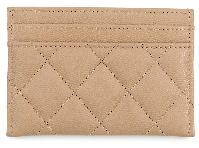 Portacarte Chanel in beige con strass e pelle di vitello grana - vista 3
