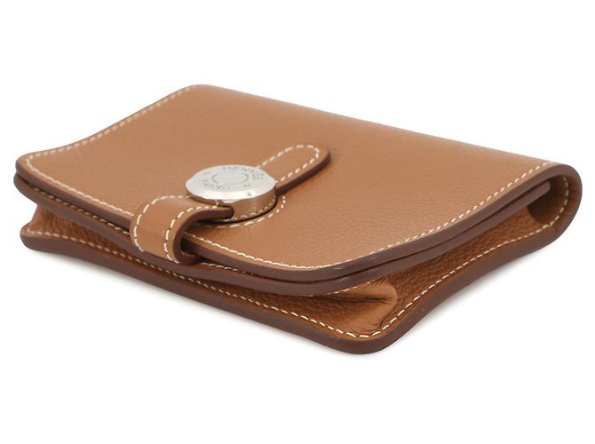 Tarjetero Dogon de Hermès en Oro Dorado - vista 2
