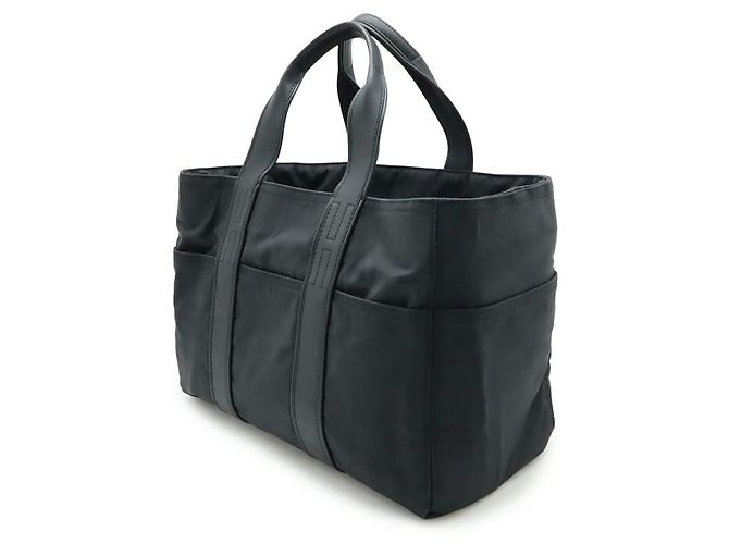 Bolsa tote Acapulco MM em nylon e couro da Hermès Preto - vista 2