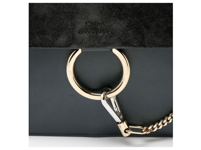 Chloé Borsa a spalla media Faye in suede di vitello Chloe Verde - vista 10