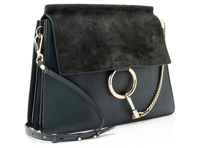 Chloé Borsa a spalla media Faye in suede di vitello Chloe Verde - vista 2