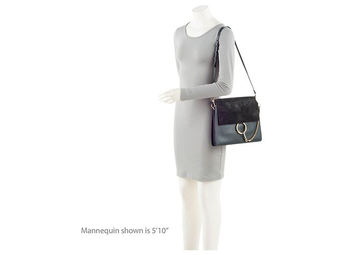 Chloé Borsa a spalla media Faye in suede di vitello Chloe Verde - vista 5