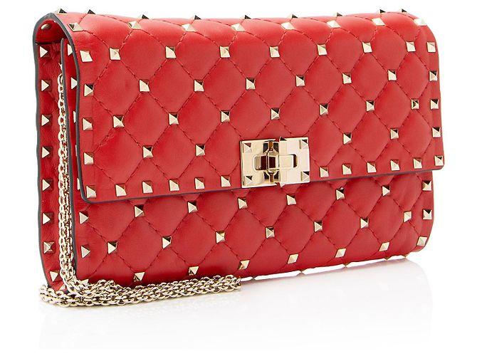 Valentino Garavani Cartera Valentino de cuero Nappa Rockstud Spike con cadena Roja - vista 2