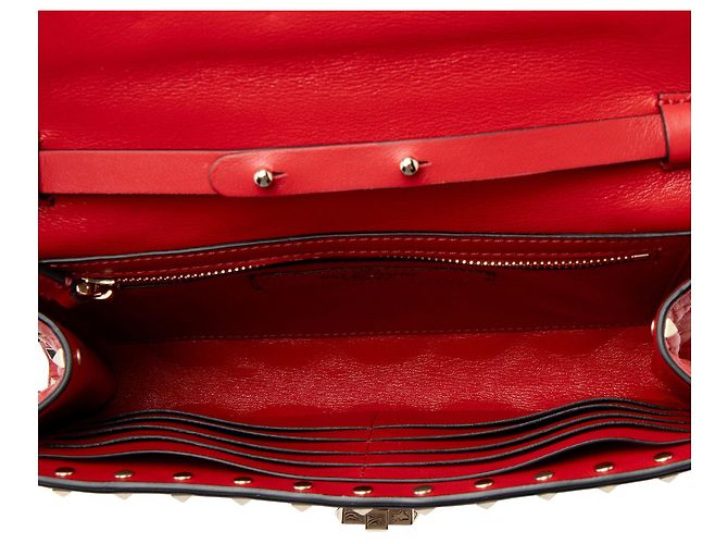 Valentino Garavani Cartera Valentino de cuero Nappa Rockstud Spike con cadena Roja - vista 6