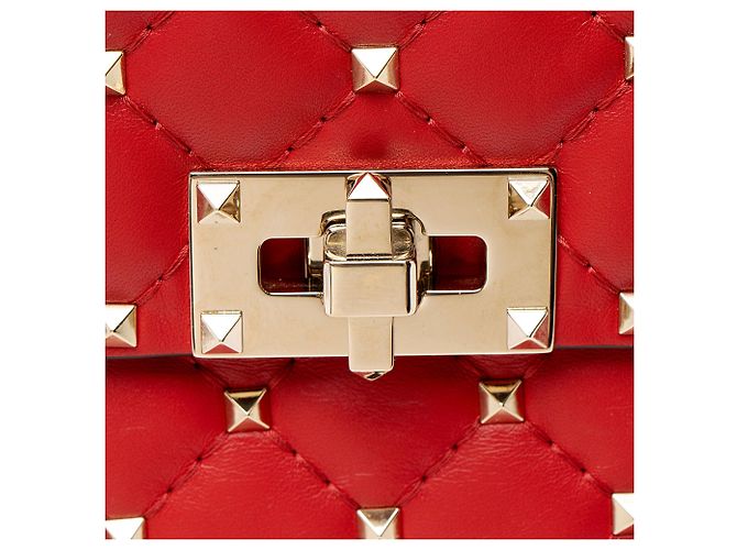 Valentino Garavani Cartera Valentino de cuero Nappa Rockstud Spike con cadena Roja - vista 8