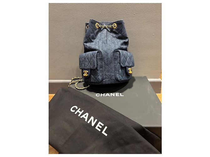 Zaino Matelassé Chanel Blu navy - vista 13