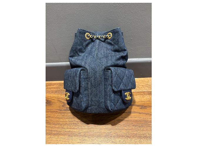 Zaino Matelassé Chanel Blu navy - vista 2