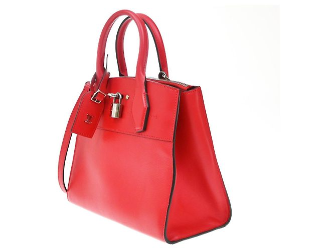 Borsa City Steamer in pelle PM Louis Vuitton Rosso - vista 3
