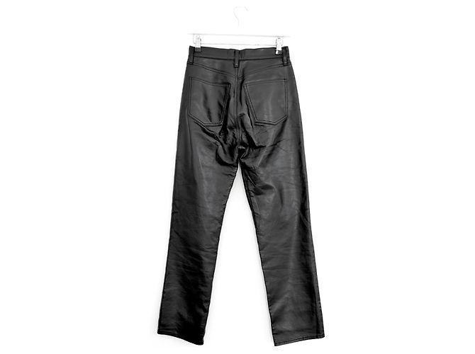 Jeans de mezcla de cuero con cintura ajustada de los 90 Agolde Negro - vista 4