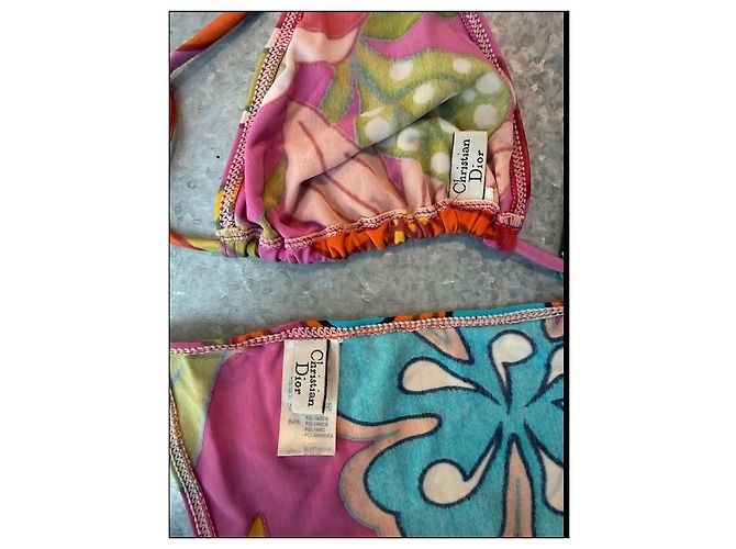 Christian Dior Bikini de Dos Piezas Estampado Floral Verde Fuchsia Fucsia - vista 3