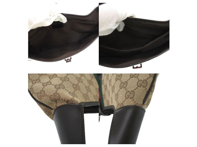 Gucci GG Canvas Jackie Shelley Schultertasche Braun Schwarz Beige - Ansicht 10