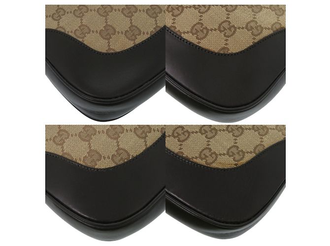 Gucci GG Canvas Jackie Shelley Schultertasche Braun Schwarz Beige - Ansicht 11
