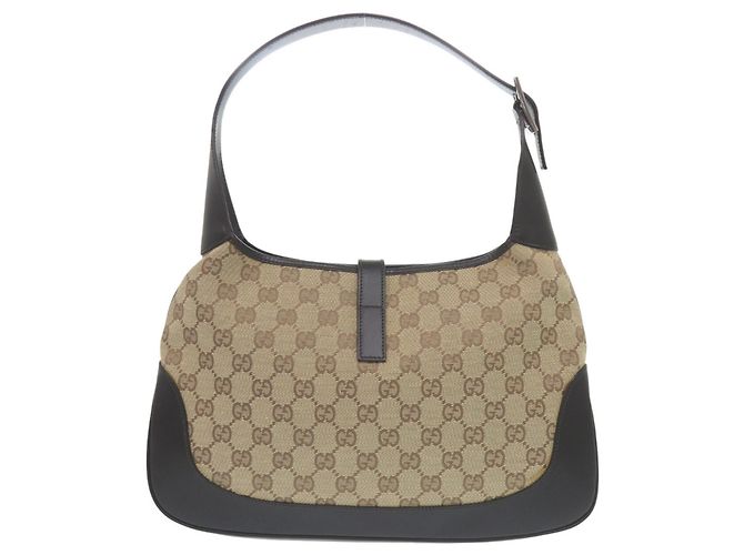 Gucci GG Canvas Jackie Shelley Schultertasche Braun Schwarz Beige - Ansicht 2