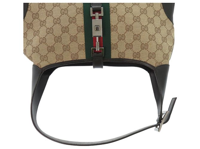 Gucci GG Canvas Jackie Shelley Schultertasche Braun Schwarz Beige - Ansicht 5