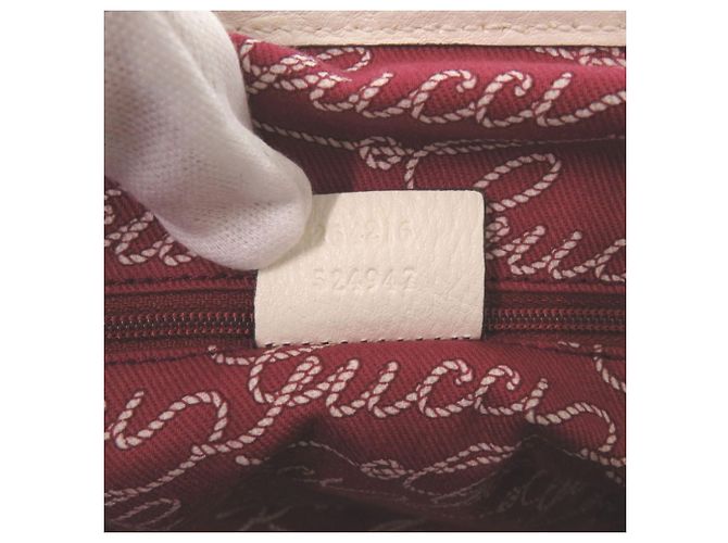 Gucci Canvas Tote Tasche Weiß Bordeaux - Ansicht 10