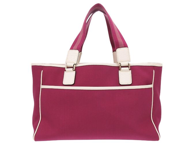 Gucci Canvas Tote Tasche Weiß Bordeaux - Ansicht 2