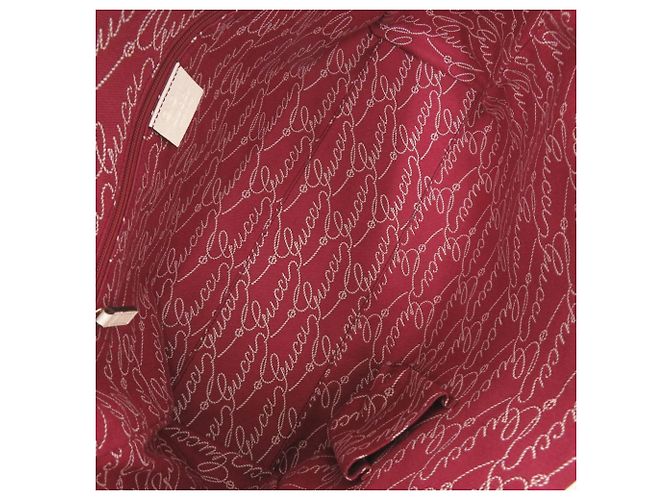 Gucci Canvas Tote Tasche Weiß Bordeaux - Ansicht 5