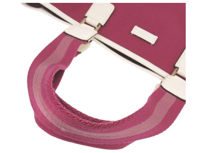 Gucci Canvas Tote Tasche Weiß Bordeaux - Ansicht 8