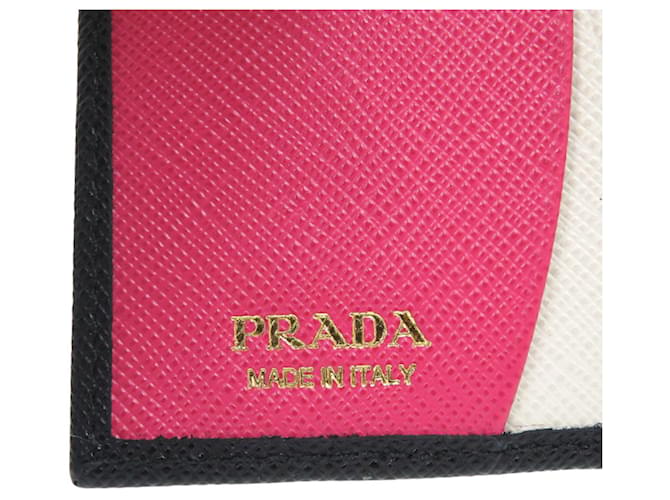 Billetera bi-fold Saffiano de Prada Negro Rosa - vista 8