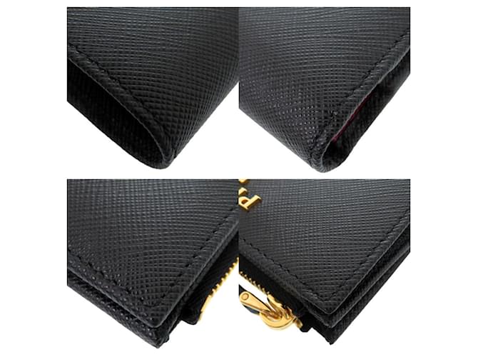 Billetera bi-fold Saffiano de Prada Negro Rosa - vista 9