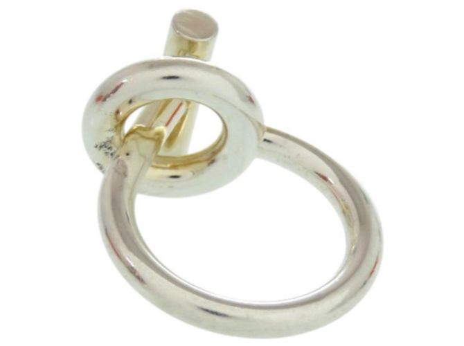 Hermès Echappé Silber 925 Bandring Größe 54 Golden - Ansicht 3