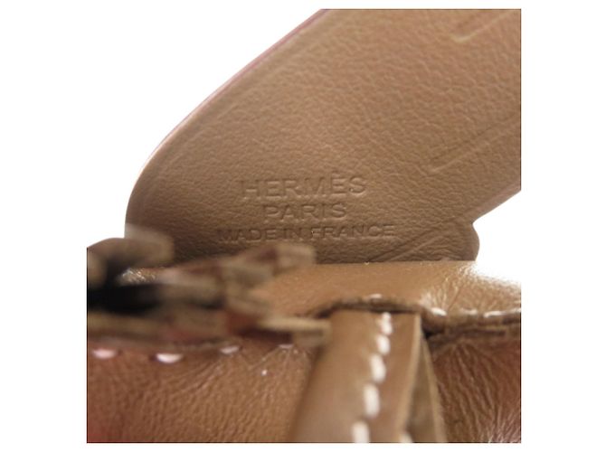 Portachiavi Hermès Rodeo PM Pegasus Marrone Bianco Taupe - vista 3