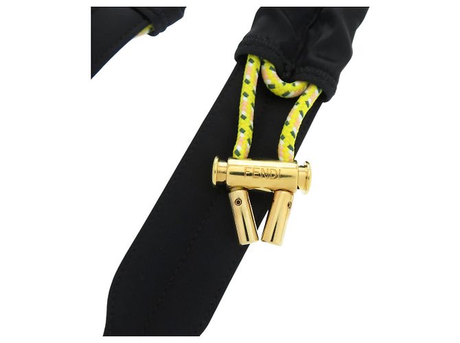 Cinghia in satin Fendi Nero Giallo - vista 3