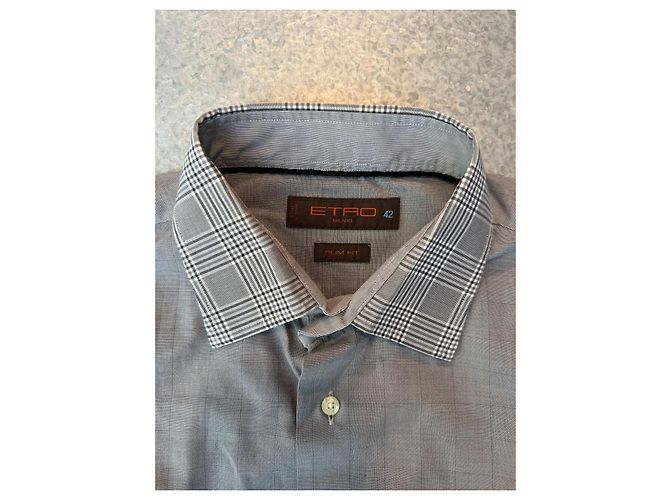 Camicia Etro in cotone a quadri grigia Grigio - vista 3