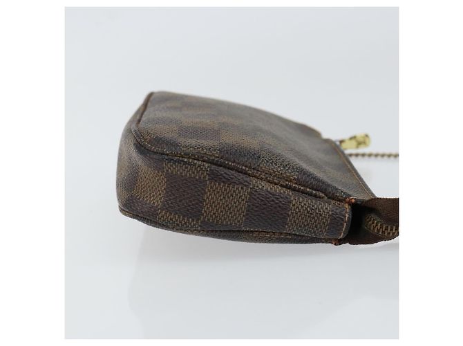 Mini pochette accessori Damier Canvas Louis Vuitton Marrone - vista 3