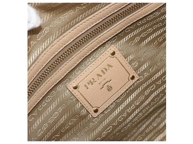 Sac à main convertible à zip avant Prada en cuir Cervo moyen Beige - vista 6