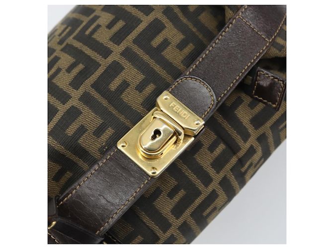 FENDI Zucca Canvas Handtasche Braun Schwarz Auth 160054 - Ansicht 14