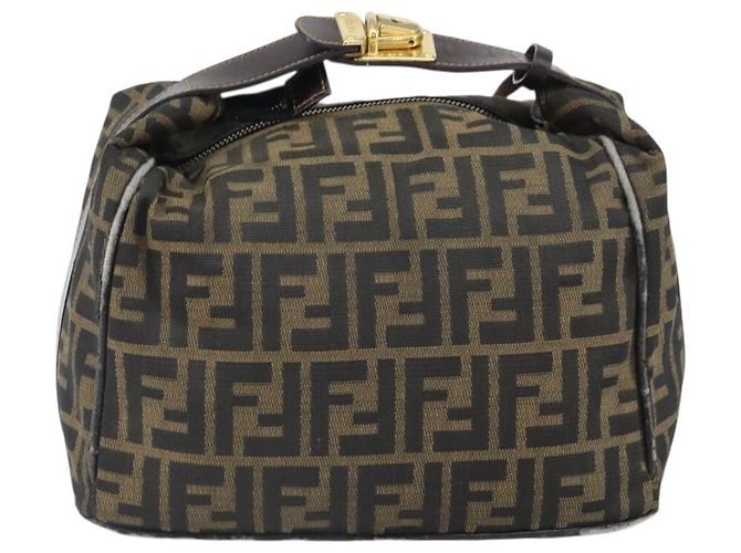 FENDI Zucca Canvas Handtasche Braun Schwarz Auth 160054 - Ansicht 3
