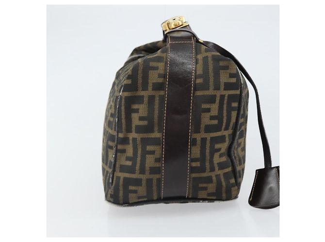 FENDI Zucca Canvas Handtasche Braun Schwarz Auth 160054 - Ansicht 5